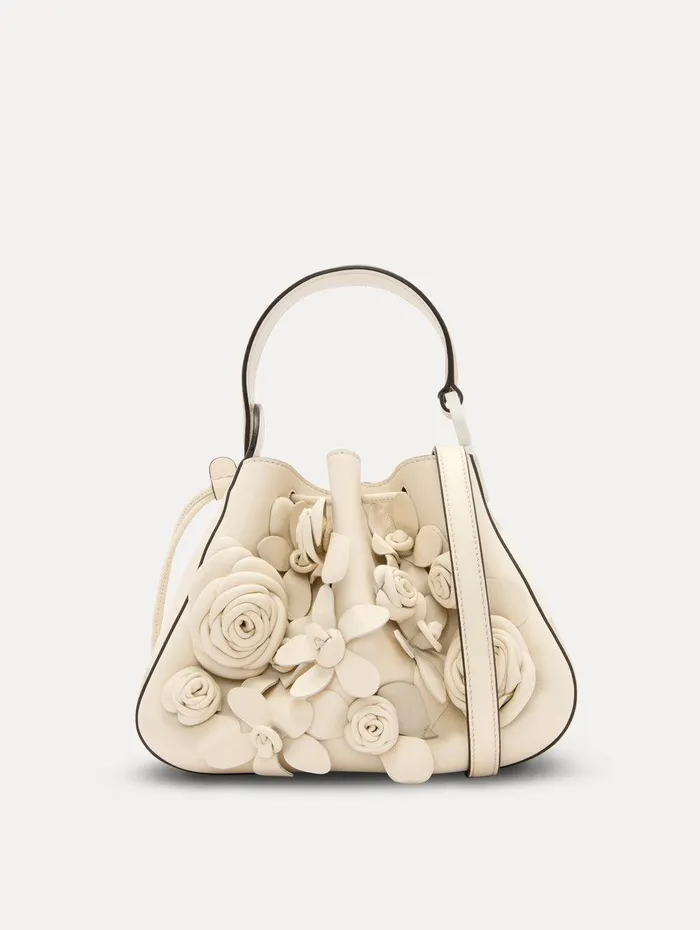 Floral Appliqu O Handle Bag Ivory Women Oscar De La Renta Handbags Floral Appliqu O Handle Bag Ivory Women Oscar De La Renta Handbags