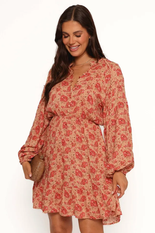 Floral Dresses Petal and Pup Women Marti Mini Dress Tan Floral