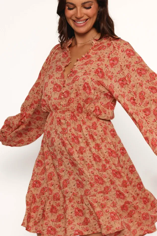 Floral Dresses Petal and Pup Women Marti Mini Dress Tan Floral