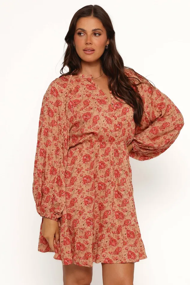 Floral Dresses Petal and Pup Women Marti Mini Dress Tan Floral
