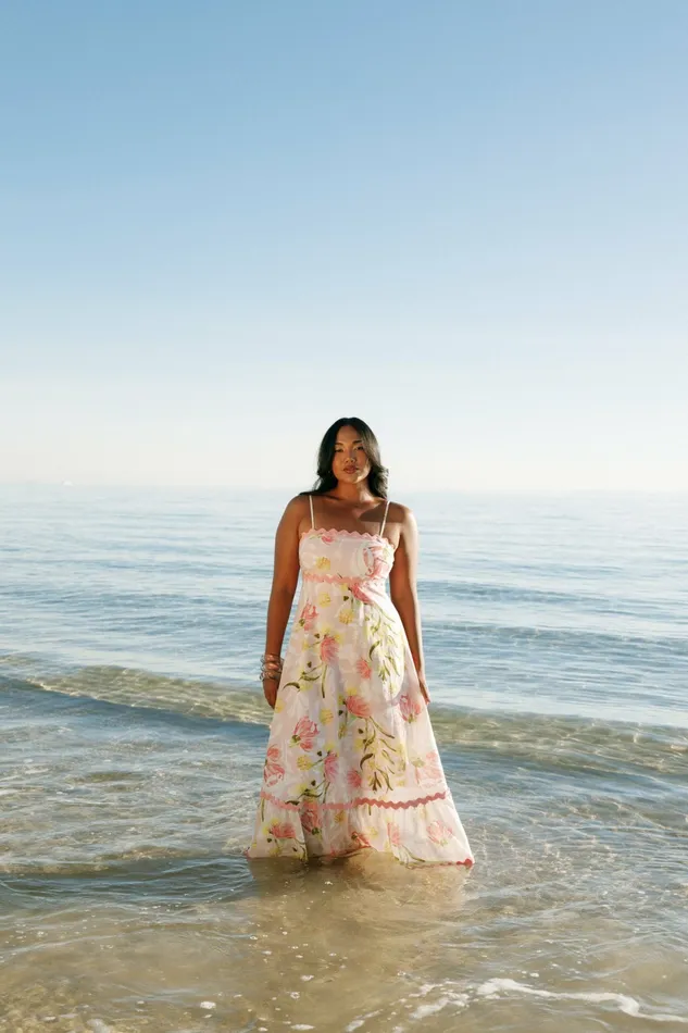 Floral Dresses Women Layla Maxi Dress Acacia Blossom Petal and Pup