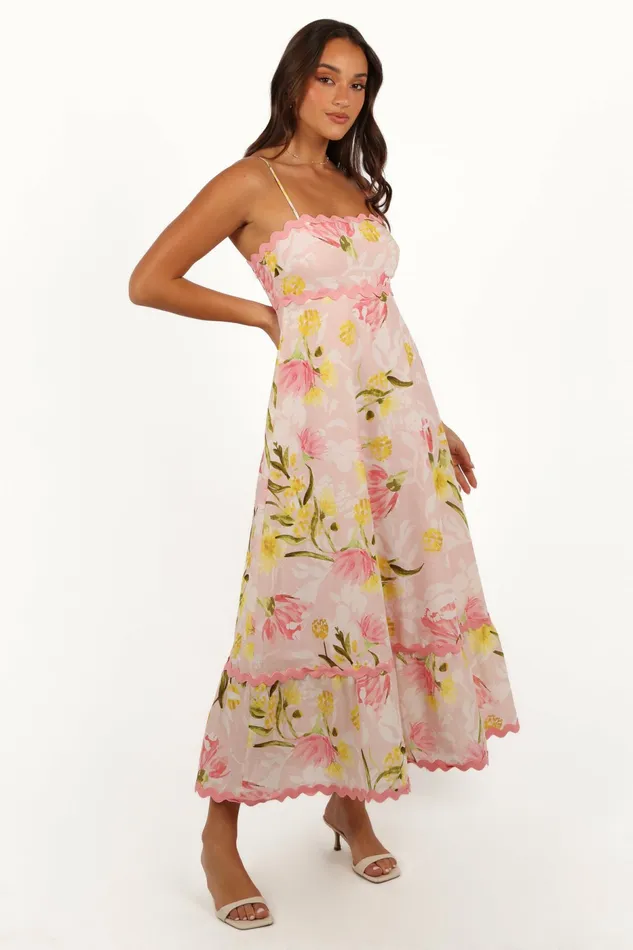 Floral Dresses Women Layla Maxi Dress Acacia Blossom Petal and Pup