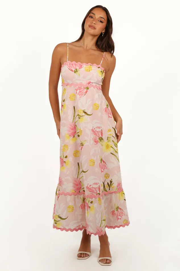 Floral Dresses Women Layla Maxi Dress Acacia Blossom Petal and Pup