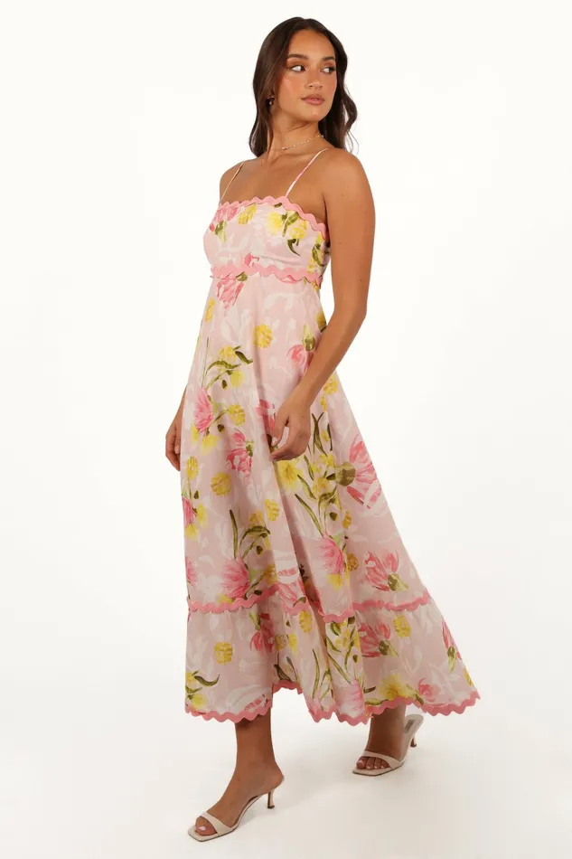Floral Dresses Women Layla Maxi Dress Acacia Blossom Petal and Pup