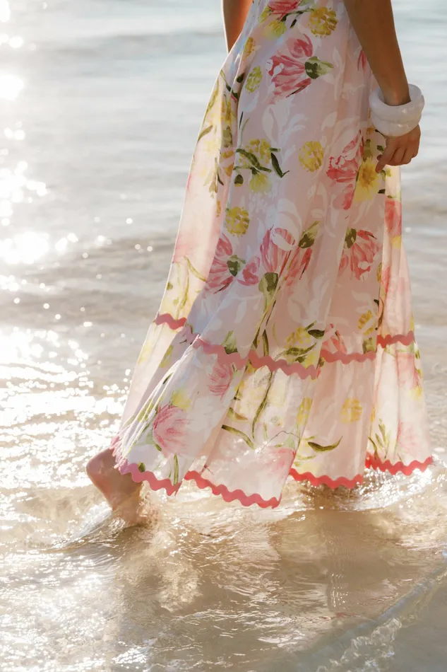 Floral Dresses Women Layla Maxi Dress Acacia Blossom Petal and Pup