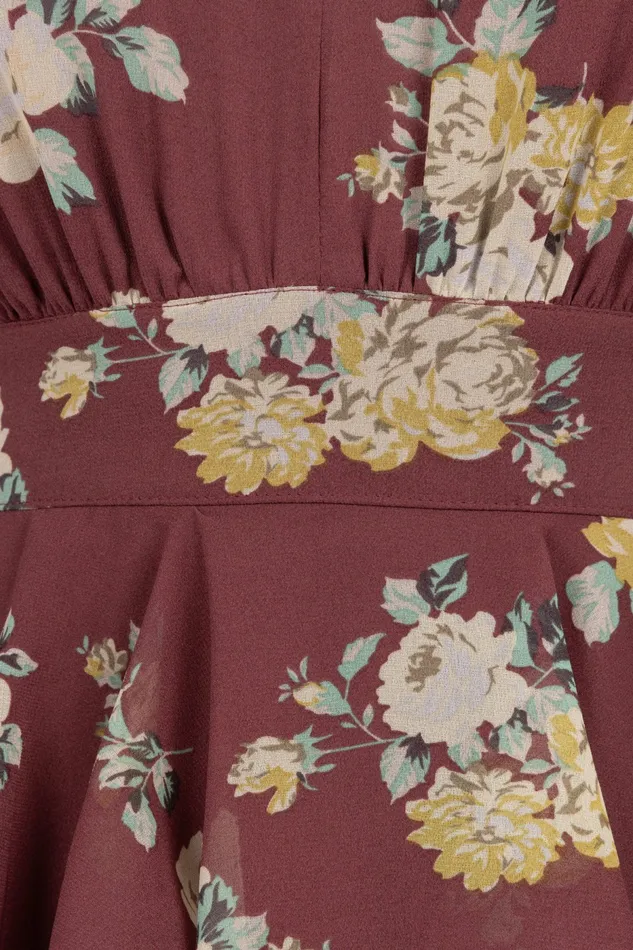 Floral Dresses Women Petal and Pup Kendall Maxi Halterneck Dress Dark Wine