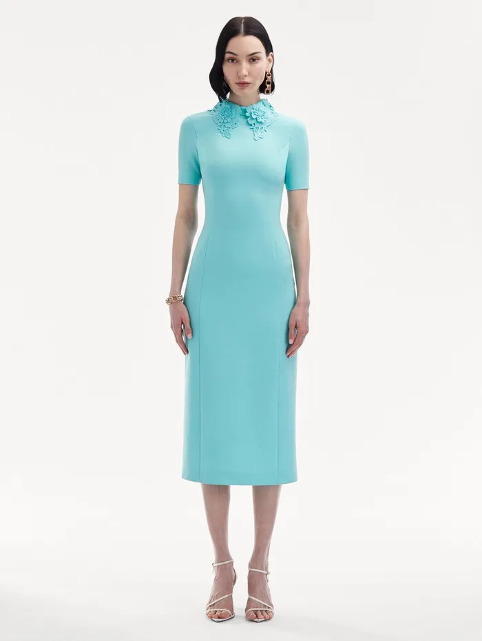 Floral Guipure Collar Midi Dress Soft Mint Women Oscar De La Renta Dresses Floral Guipure Collar Midi Dress Soft Mint Women Oscar De La Renta Dresses