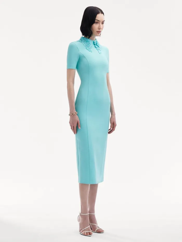 Floral Guipure Collar Midi Dress Soft Mint Women Oscar De La Renta Dresses Floral Guipure Collar Midi Dress Soft Mint Women Oscar De La Renta Dresses