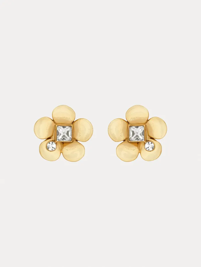 Flower Stud Earrings Gold Women Oscar De La Renta Earrings