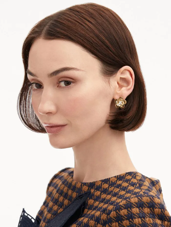 Flower Stud Earrings Gold Women Oscar De La Renta Earrings Flower Stud Earrings Gold Women Oscar De La Renta Earrings