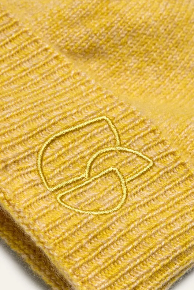 FoldedEdge Knit Cap Cobo Yellow Women Baandsh Scarves and Beanies