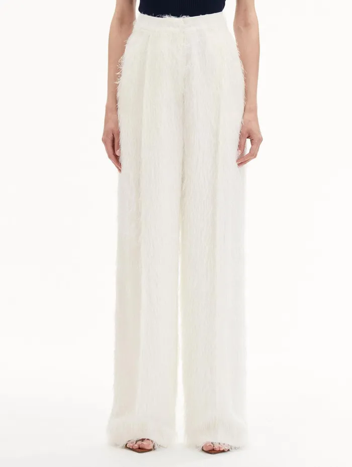 Fringe Fil Coup Wide Leg Pant Ivory Women Oscar De La Renta Pants and Skirts Fringe Fil Coup Wide Leg Pant Ivory Women Oscar De La Renta Pants and Skirts