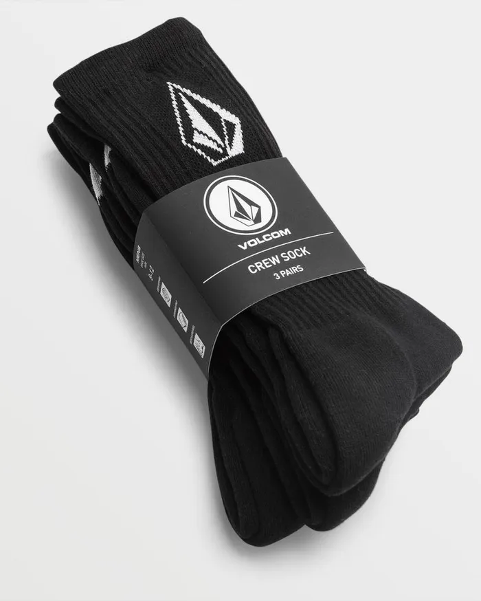 Full Stone Sock 3 Pack 8211 Black Mens Volcom Golf