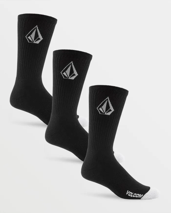 Full Stone Sock 3 Pack 8211 Black Mens Volcom Golf