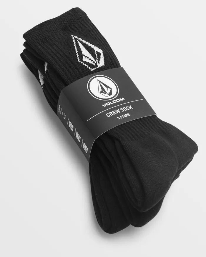 Full Stone Sock 3 Pack 8211 Black Mens Volcom Golf