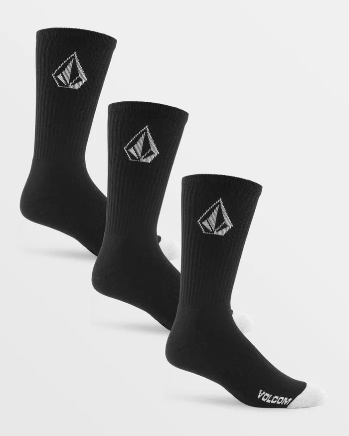 Full Stone Sock 3 Pack 8211 Black Mens Volcom Golf