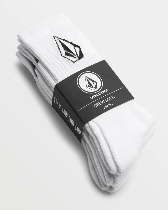 Full Stone Sock 3 Pack 8211 White Mens Volcom Accessories