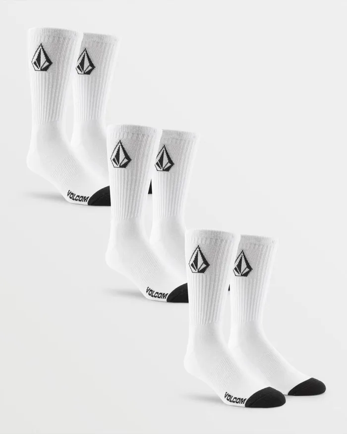 Full Stone Sock 3 Pack 8211 White Mens Volcom Accessories