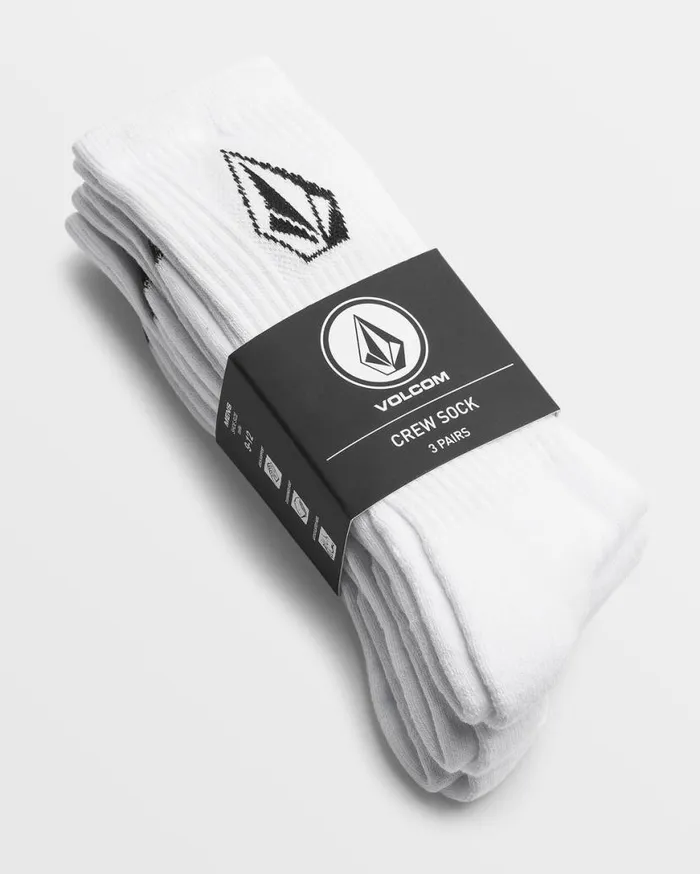 Full Stone Sock 3 Pack 8211 White Mens Volcom Accessories