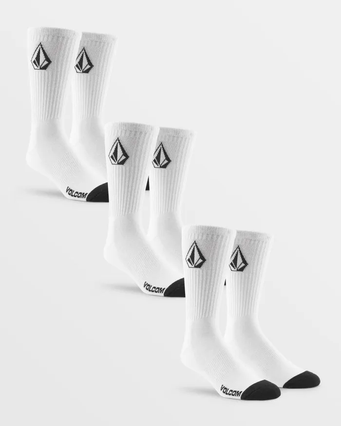 Full Stone Sock 3 Pack 8211 White Mens Volcom Accessories