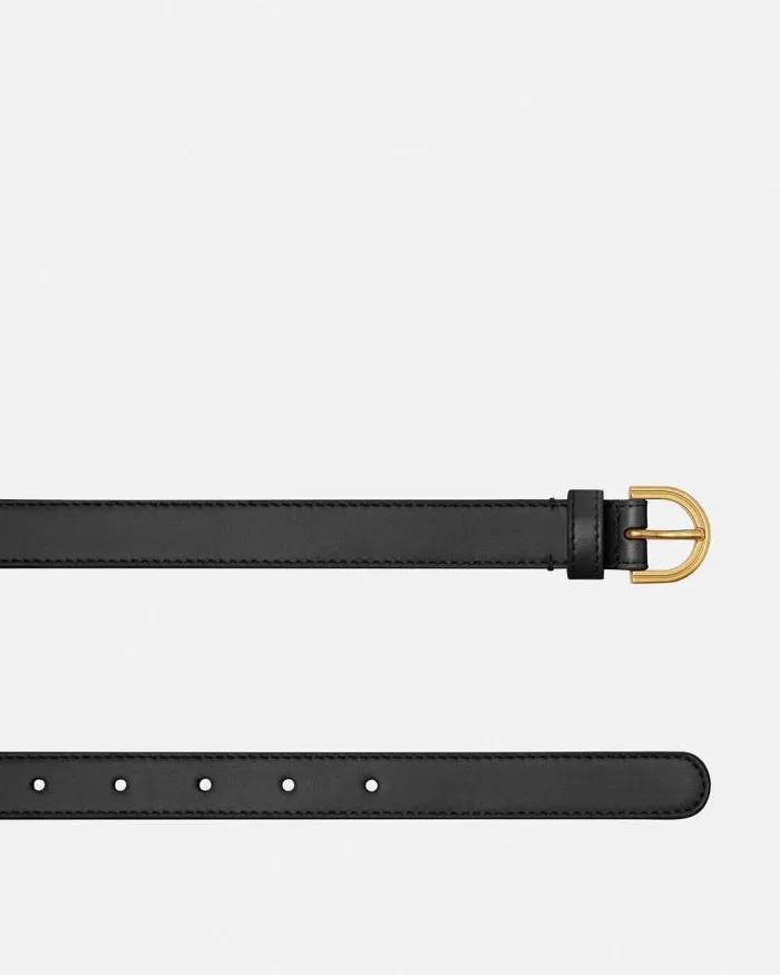 Gianni Ribbon Leather Belt 08034 2 Cm Blackgold Women Versace Belts