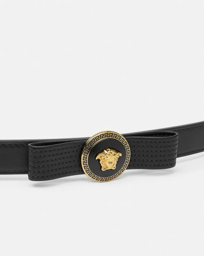 Gianni Ribbon Leather Belt 08034 2 Cm Blackgold Women Versace Belts