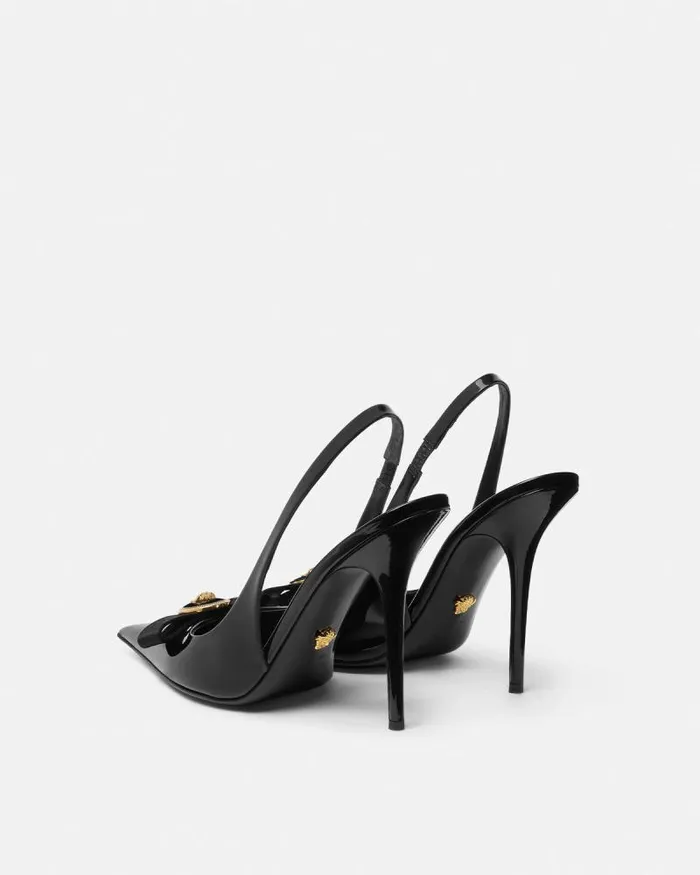 Gianni Ribbon Slingback Pumps 110 Mm Blackgold Women Versace Pumps and Slingbacks