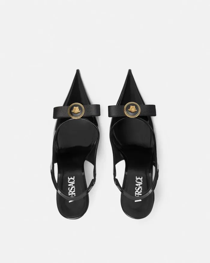 Gianni Ribbon Slingback Pumps 110 Mm Blackgold Women Versace Pumps and Slingbacks