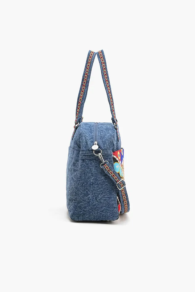 Glamorous Embellished Traveler with CrossbodyDenim Travel and Beach Bags America and Beyond Women