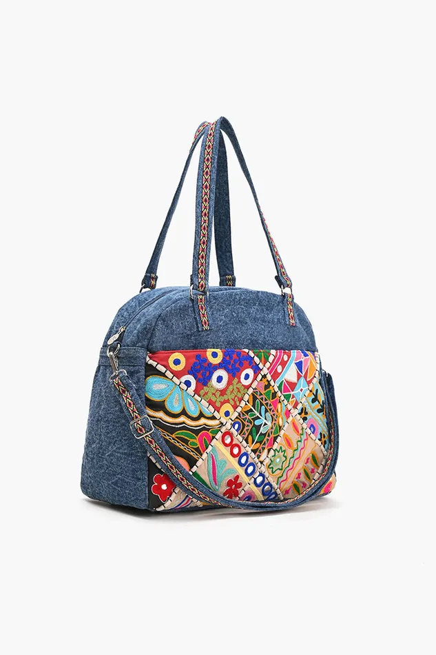 Glamorous Embellished Traveler with CrossbodyDenim Travel and Beach Bags America and Beyond Women
