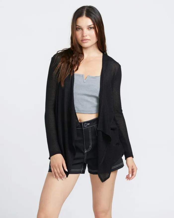 Go Go Wrap Cardigan 8211 Black Womens Volcom Sweaters and Cardigans