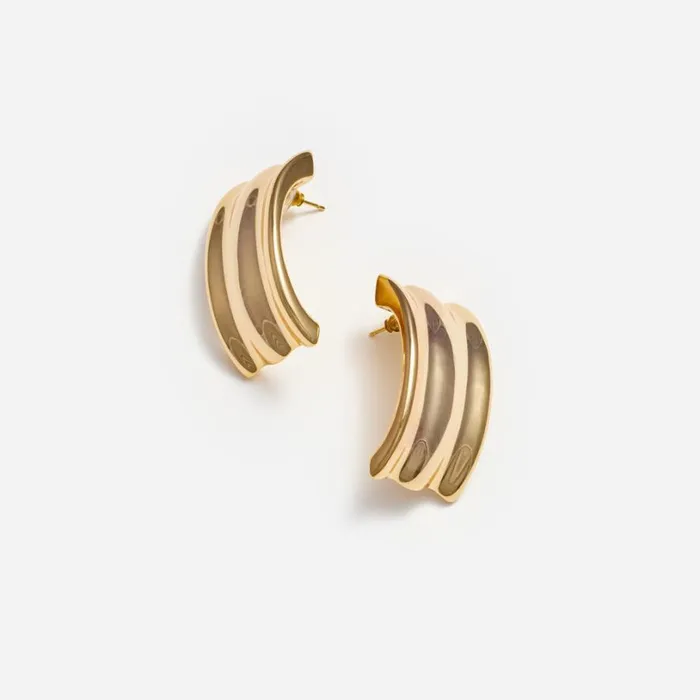 Gold Ridged Earrings Women Self Portrait Jewellery Gold Ridged Earrings Women Self Portrait Jewellery