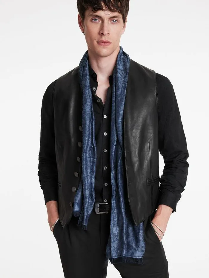 GOWER SCARF Cobalt Men John Varvatos Scarves and Ties