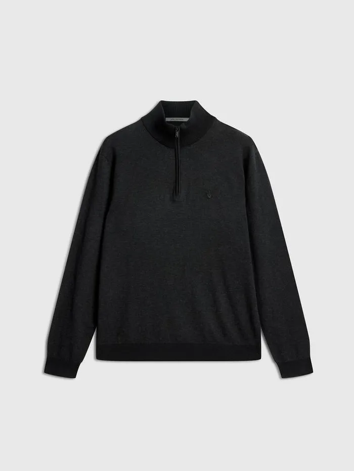 GRAND BIRDEYE HALF ZIP Black Men John Varvatos Sweaters