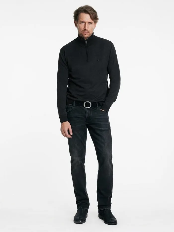 GRAND BIRDEYE HALF ZIP Black Men John Varvatos Sweaters