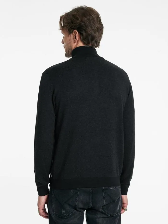 GRAND BIRDEYE HALF ZIP Black Men John Varvatos Sweaters