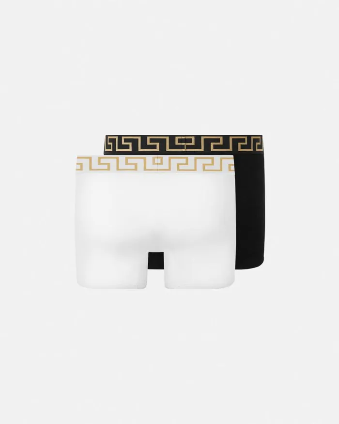 Greca Border Long Trunks 2Pack Blackwhite Men Versace Boxers