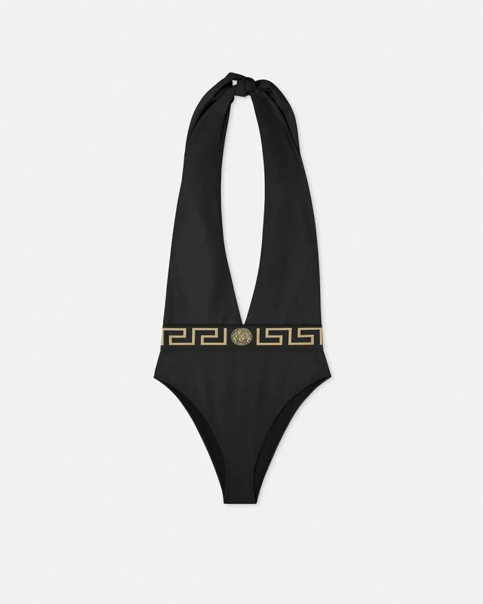 Greca Border OnePiece Swimsuit Black Women Versace Swimwear