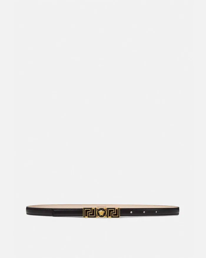 Greca Goddess Leather Belt 15 Cm Blackgold Women Versace Belts