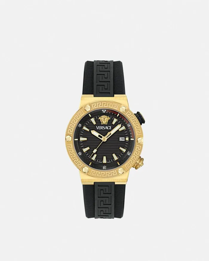 Greca Logo Diver Watch Blackgold Men Versace Watches