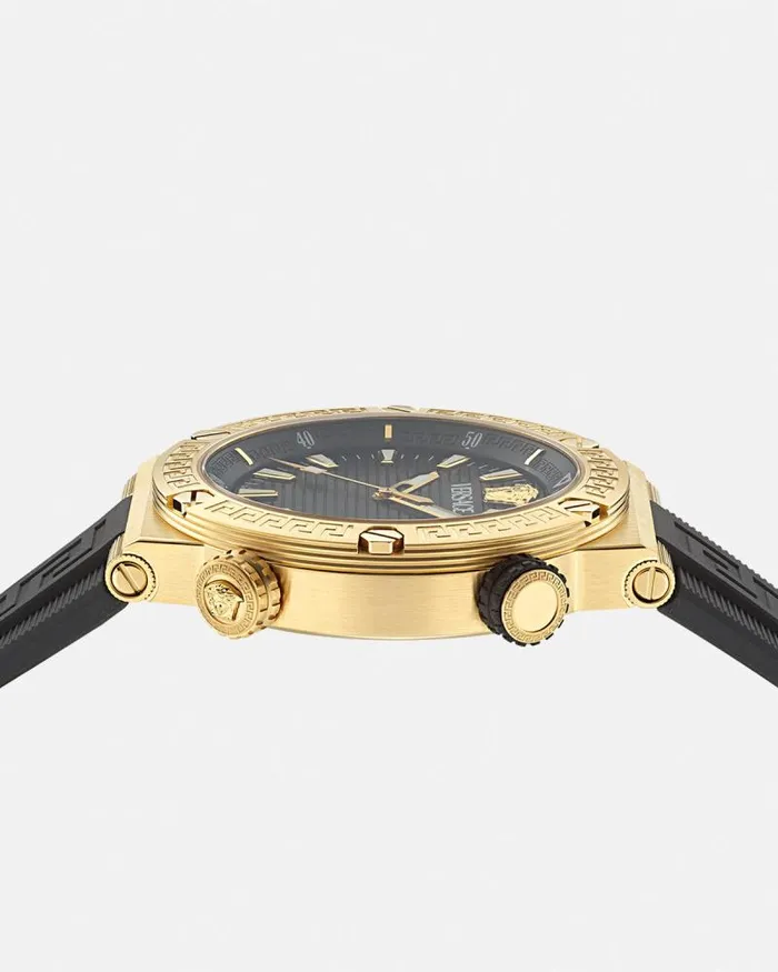 Greca Logo Diver Watch Blackgold Men Versace Watches
