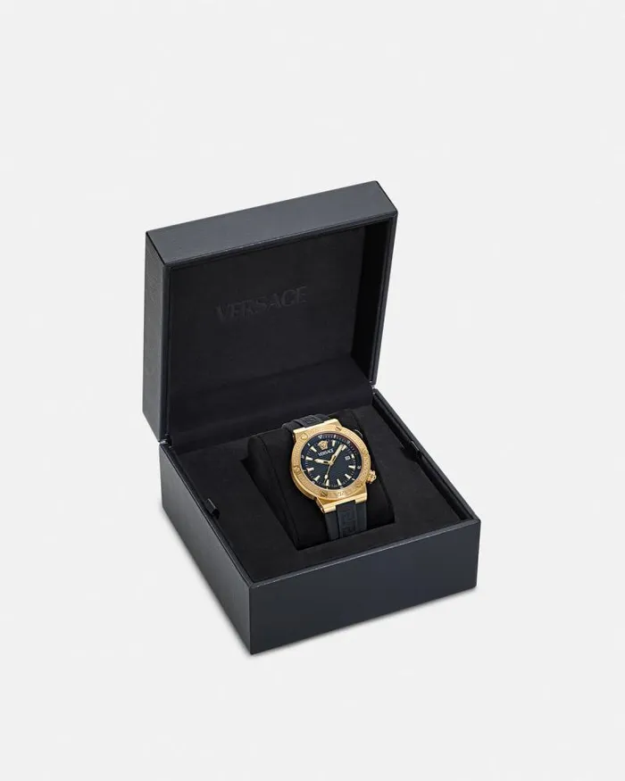 Greca Logo Diver Watch Blackgold Men Versace Watches