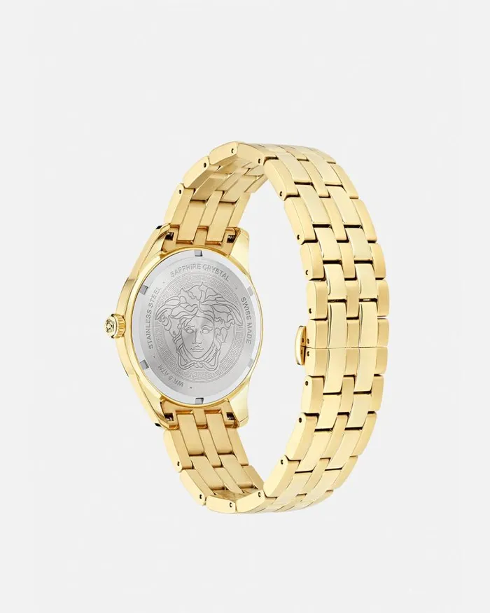 Greca Time GMT Watch Gold Men Versace Watches