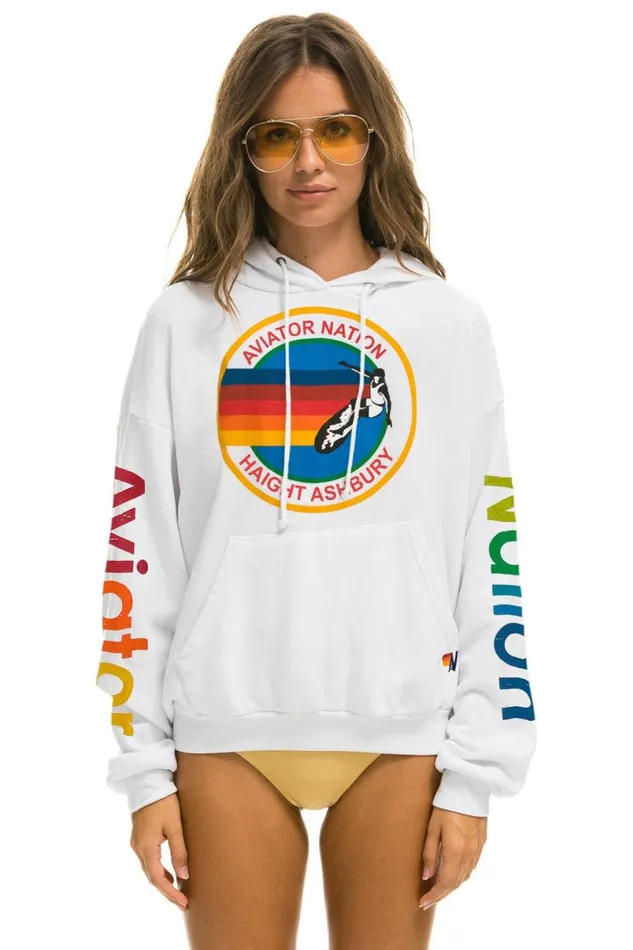 Haight Ashbury Relaxed Pullover Hoodie 8211 White WomenMen Aviator Nation Hoodies Haight Ashbury Relaxed Pullover Hoodie 8211 White WomenMen Aviator Nation Hoodies