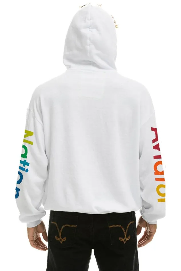 Haight Ashbury Relaxed Pullover Hoodie 8211 White WomenMen Aviator Nation Hoodies