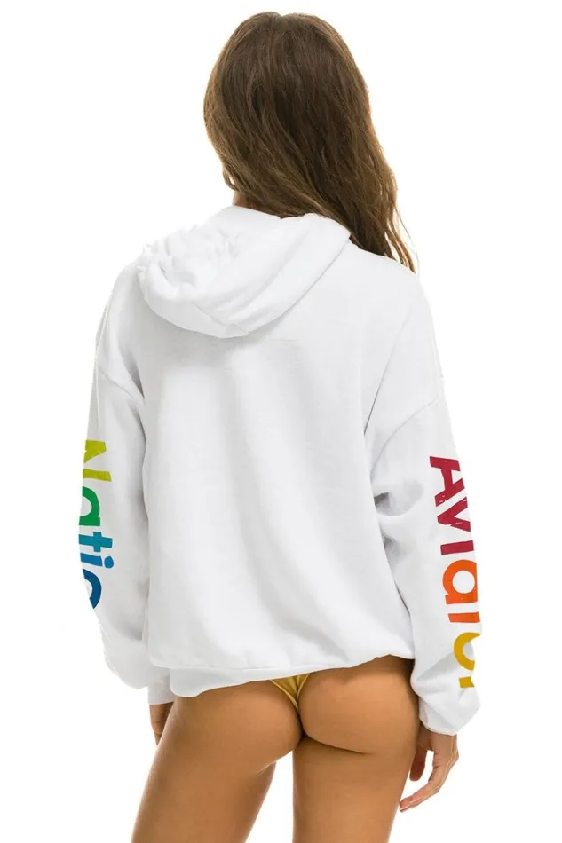 Haight Ashbury Relaxed Pullover Hoodie 8211 White WomenMen Aviator Nation Hoodies