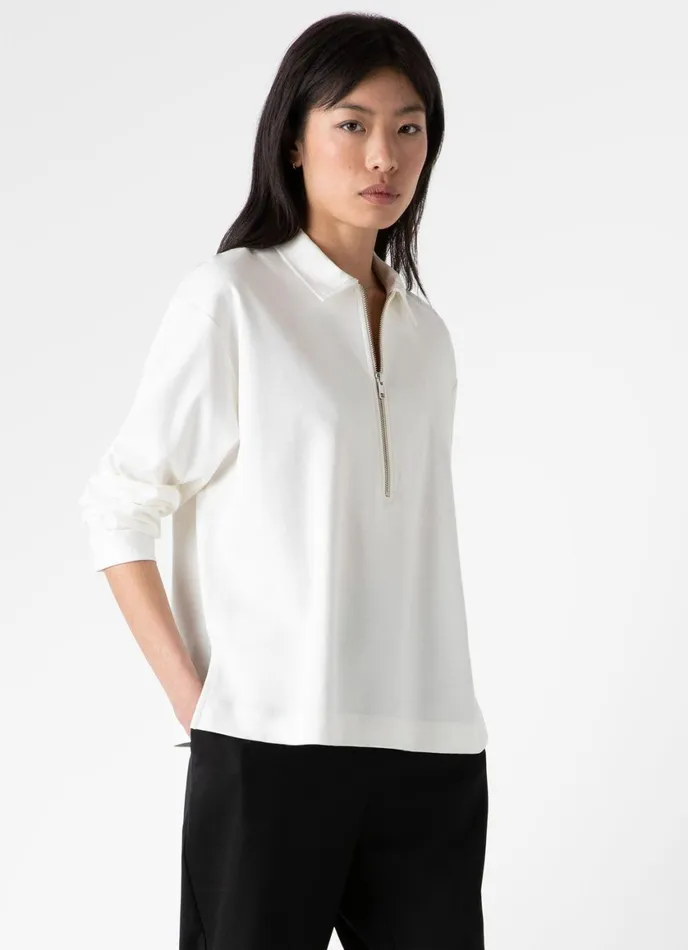 Half Zip Heavyweight Polo Ecru Women SUNSPEL Tshirts and Tops