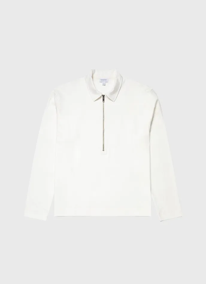 Half Zip Heavyweight Polo Ecru Women SUNSPEL Tshirts and Tops