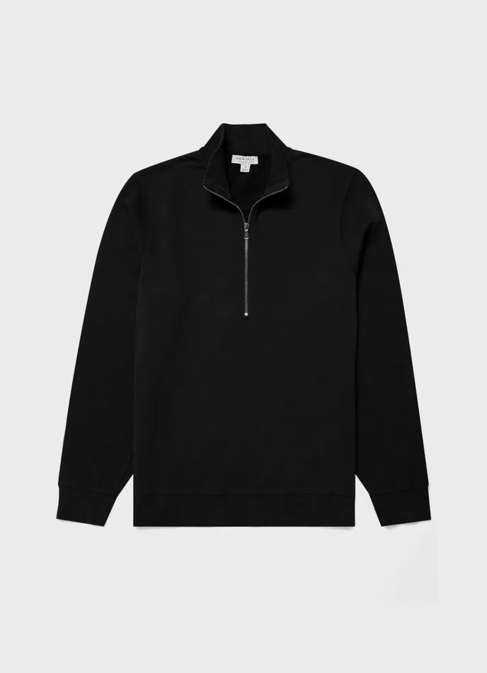Half Zip Loopback Sweatshirt Black Men SUNSPEL Sweatshirts and Sweatpants