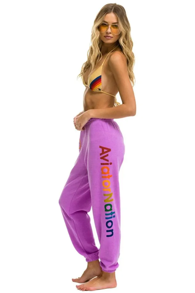 Hamptons Sweatpants 8211 Neon Purple Women Aviator Nation Sweatpants